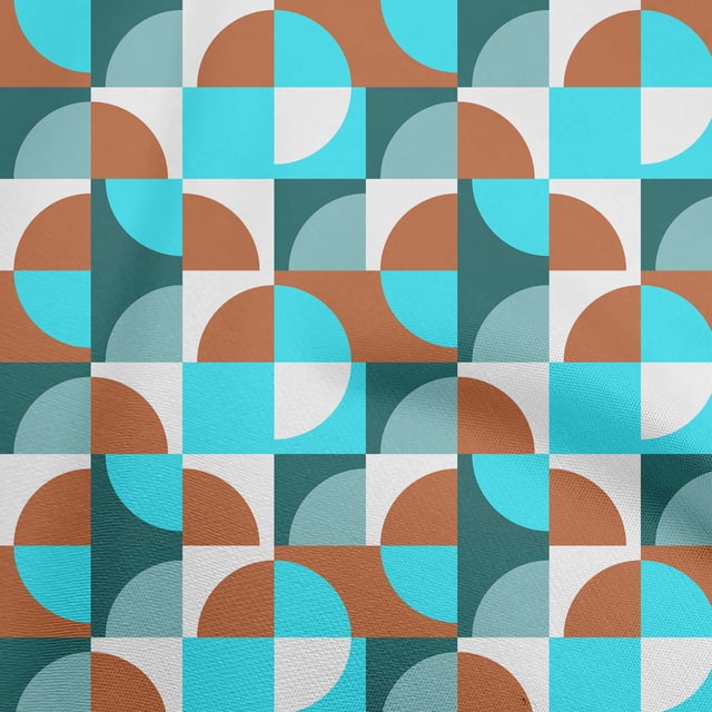 oneOone Cotton Flex Turquoise Blue Fabric Geometric Sewing Craft Projects Fabric Prints By Yard 40 Inch Wide