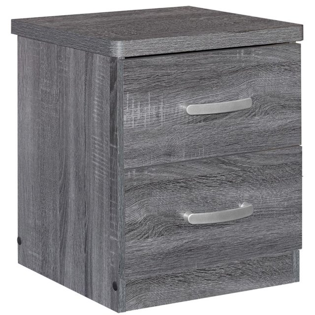 Pemberly Row Contemporary Faux Wood 2 Drawer Nightstand in Gray