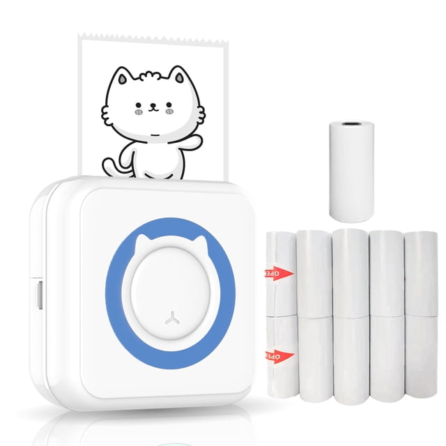 ikayaa All-in-one Photo Printer Multifunction Portable Printer Wireless Instant Printer Support Connection for Smartphone with 11 Paper Rolls 57mm Compatible with iOS AndroidFeatures: 1.Multi-function: The photo printer can print photos, labels, messages, lists, records, QR Code, voice note and support printing. 2.Simple Connection Method: The portable printer supports wireless connecting with smartphone and easy to use. (Please connect the mobile phone with the printer in app interface) 3.Easy to Carry: Small and lightweight body, can be put in your pocket. 203 DPI high print resolution, super clear printing quality. Suitable for study, office, home and travel. The best gift for students, office workers, lovers, friends, family. 4.Convenient for Your Life: Can record the scenery you see, record his or her sweet words, fun and practical. Built-in 1000mAh rechargeable battery, the printer does not need ink cartridge when using, low operation cost. 5.Useful for Students and Parents: A perfect replacement of conventional copying by hand,help improve the efficiency of parents coaching their and students learning to solve problems. Specifications: Material: ABS Color: Pink, Blue, Blue, Black (optional) Print Type: Thermal Printing Input: 5V,1A Resolution: 203dpi Connection: BTUSB Battery: 7.4V, 1000mAh Paper Width: 57mm Roll Diameter: 30mm Item Size: 80*80*35mm3.1*3.1*1.4in Item Weight: 160g5.6oz Package Size: 153*107*44mm6.0*4.2*1.7in Package Weight: 359g12.6oz Note: 1. Download the app 'funprint' for iOS phones;Android users can search 'funprint' and download it in the store. 2. The app 'funprint' with English, French, Italian, Spanish, German, Greek, Russian, Japanese,Chinese multi language support. 3. Before connecting, make sure the and location functions of the phone are turned on. After turning on the function, enter the APP and connect the printer. Packing List: 1* Printer 1*USB Cable 1*User Manual 11*Thermal Paper Rolls