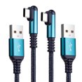 thumbnail image 1 of [2-Pack] USB C Cable 5FT Right Angle, ROFAY Nylon Braided 3.1A USB Type C Charger Cable Fast Charging Compatible with iPhone 16 Pro Max 15 Plus, Galaxy S25 Ultra S24, iPad Pro, MacBook Air (Blue), 1 of 6