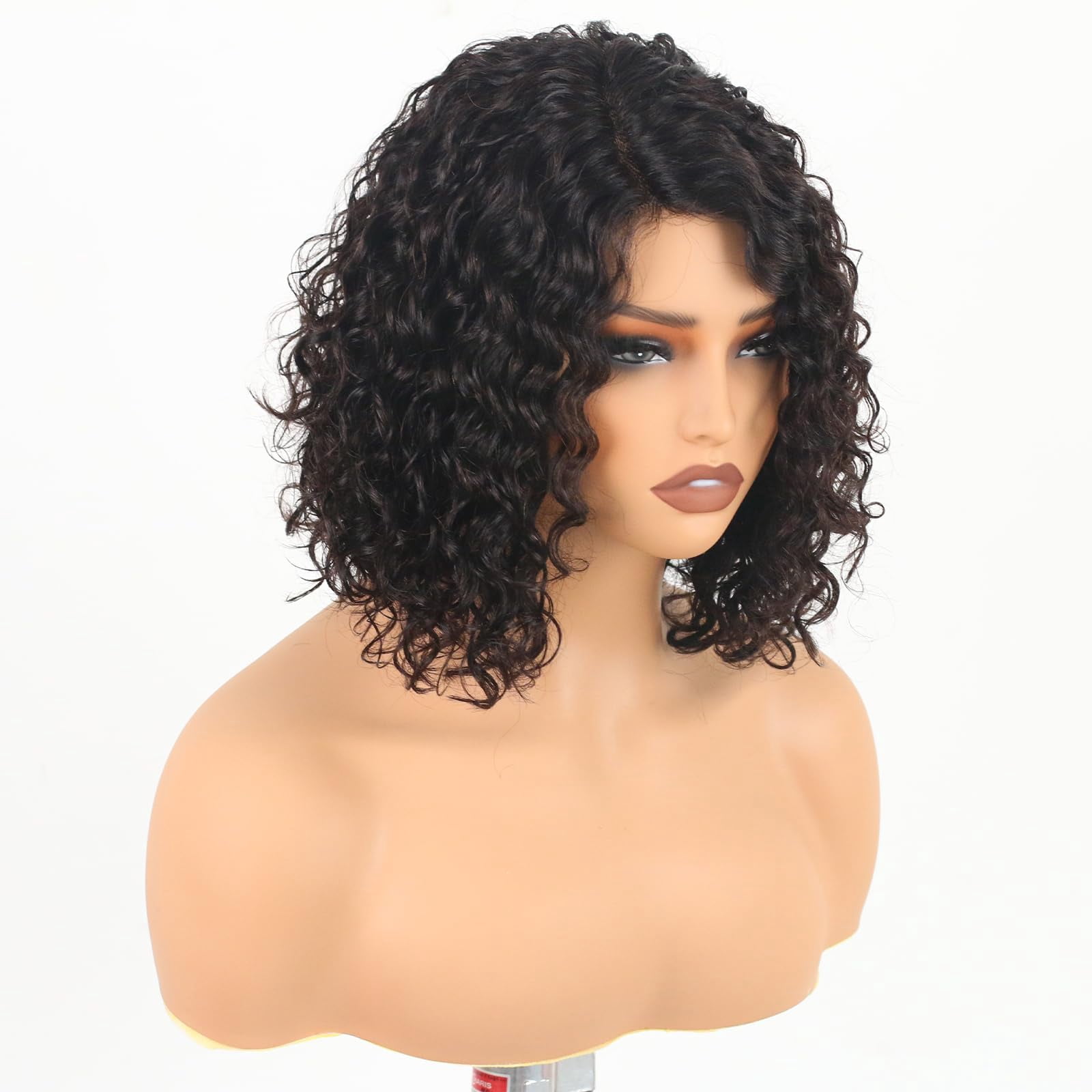 ManeMajesty Short Curly Wigs for Black Women Right Side Parting Lace ...