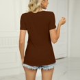 thumbnail image 5 of Birdeem Womens V- Neck Solid Color Cross Belt Insert Short Sleeve Tops, 5 of 5