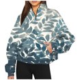 thumbnail image 2 of 50 % de Rabais Liquidation Chandail en Molleton Surdimensionné pour Femmes 2023 Mode Automne Hiver Imprimé Feuille Décontracté Sports Col Rond Survêtements Manches Longues Col à Revers Fermeture Éclair Chandails à Capuchon, 2 of 5