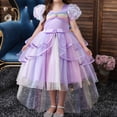 thumbnail image 4 of NiSHUIHAN Robes pour Filles Robe Princesse en Tulle pour Enfants à Manches Courtes Robe pour Bébé Fille avec Nœud Robe Violette 150, 4 of 9