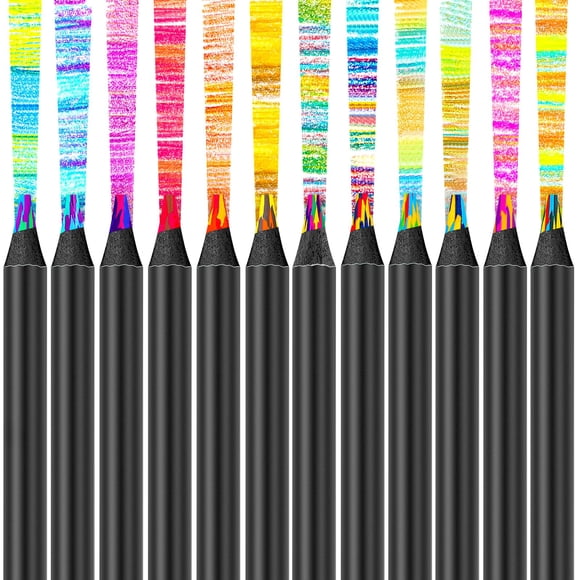 Crayons Arc-en-Ciel 12 Couleurs, Crayons de Couleur Esthétiques Jumbo pour Coloriage et Croquis Adultes, Kit de Dessin Mignon Crayons Amusants Trucs Cool Cadeaux de Noël Petits Cadeaux de Bas de Noël Fournitures d'Art pour Adultes Enfants