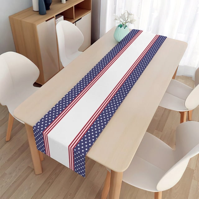 Nappe de Table pour la Fête de l'Indépendance avec Tapis de Chemin de Table Décoratif en Lin Antidérapant Résistant à la Chaleur pour Table à Manger