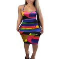 thumbnail image 1 of Women Halter Bodycon Sleeveless Ruched Spaghetti Strap Tie Dye Printing Club Party Mini Dress, 1 of 6