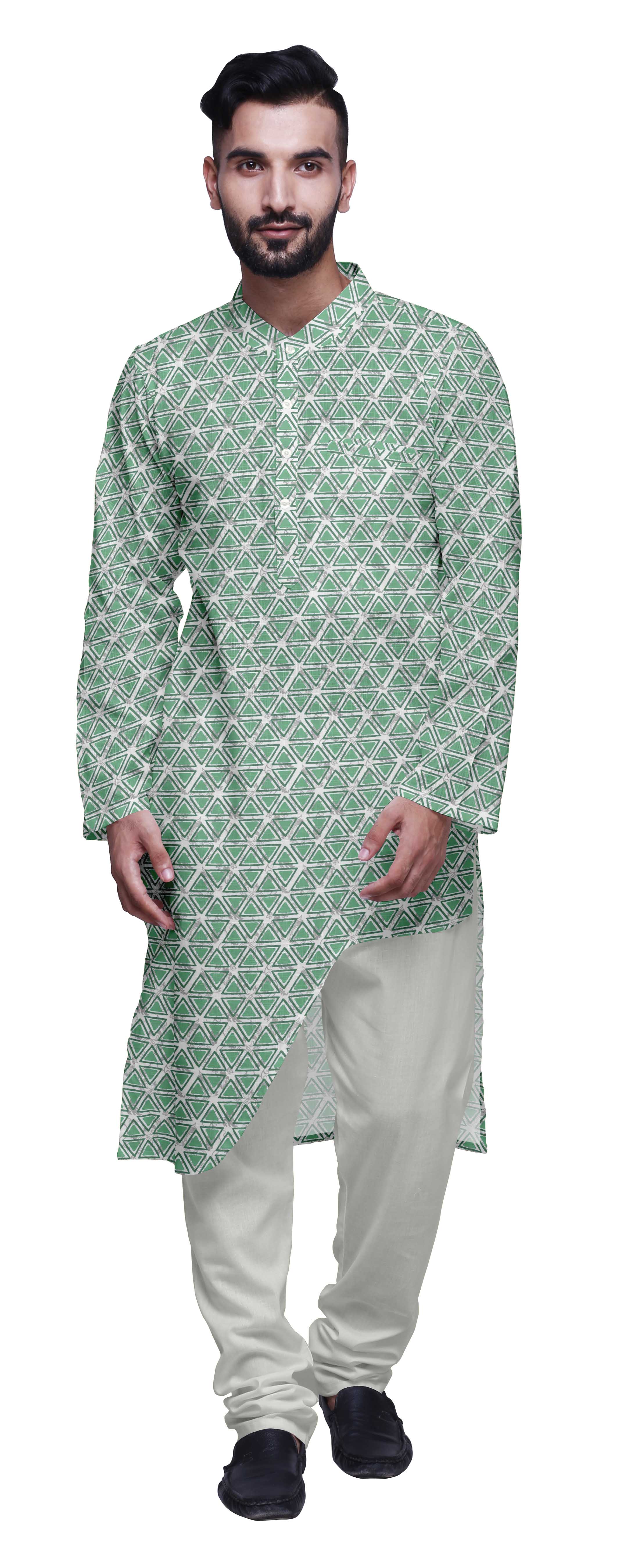 Atasi Designer Kurta Set For Boys Printed Long Kurta Pajama Summer Clothing