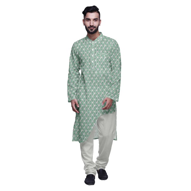 Atasi Ensemble Kurta de Designer pour Garçons Kurta Longue Imprimée Pyjama Vêtements d'Été