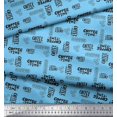 thumbnail image 2 of Soimoi Blue Cotton Poplin Fabric Coffee Time Text Print Fabric by Yard 56 Inch Wide, 2 of 5