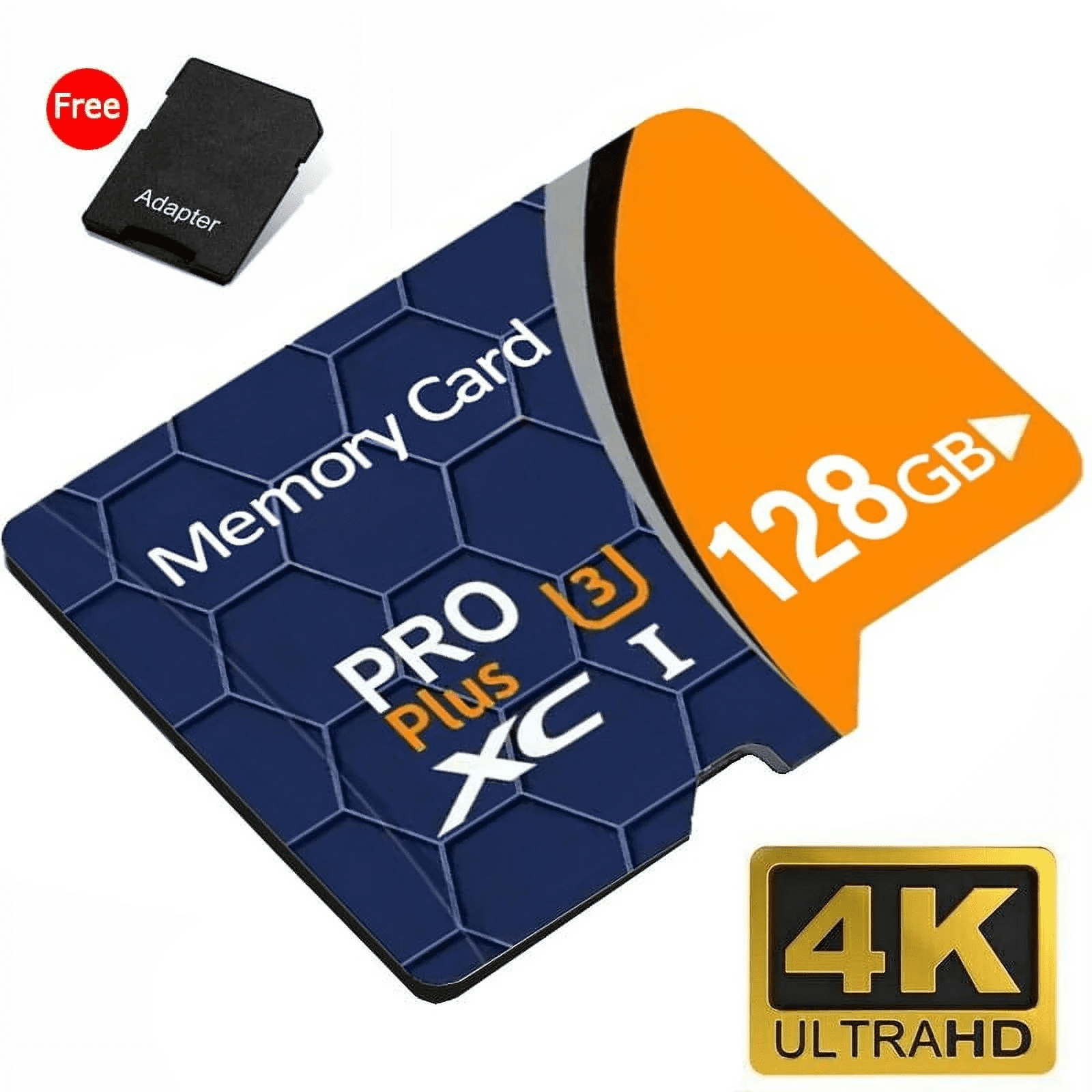 128GB MicroSDXC UHS-I U3 V30 Class 10 4K UHD Video High Speed Transfer Monitoring SD Card with Adapter for Dash Cam