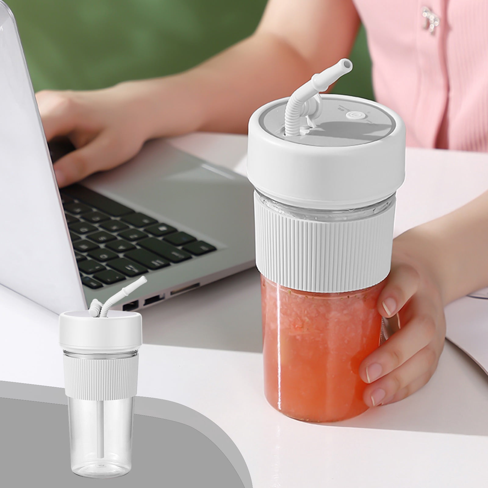Dvkptbk Portable Blenders, Juicer with 6 Blades, Blenders for Shakes and Juices, Easy-to-Clean Blenders with Straw