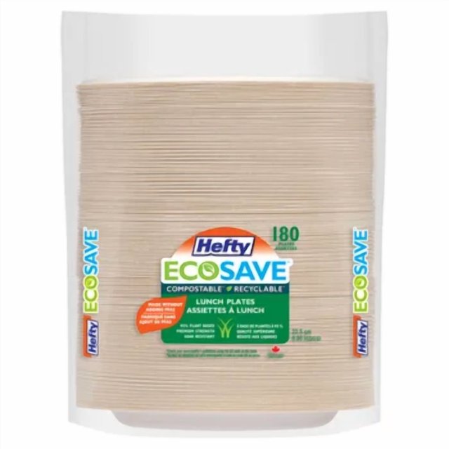 Hefty Assiettes en Papier EcoSave pour Lunch Assiettes Jetables - Lot de 180