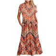 thumbnail image 2 of Offre Limitée Iumwxz Robes à Manches Courtes pour Femmes Tunique Décontractée Ample Robe Longue Plissée Robe Imprimée Tendance Robes d'Été pour Femmes Robes Tendance pour Fête, 2 of 5