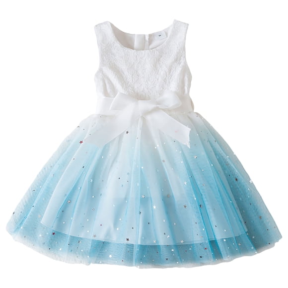 FhsagQ Dresses Christmas Dresses for Girls 12-14 Toddler Children Girls Sleeveless Bowknot Prints Dresses Dress Clothes Pageant Christmas Dresses for Girls 14-16 Blue 6-7 Years