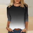 thumbnail image 2 of Cinvoph T-Shirts d'Été Imprimés pour Femmes Manches 3/4 Col Rond Dégradé Hauts Chandail Ample Blouses de Vacances, 2 of 5