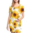 thumbnail image 1 of yoeyez Robe de Maternité Grande Taille pour Femmes à Manches Courtes, Col Rond, Imprimé Floral, Robe Soleil, Robe d'Allaitement de Maternité, Vêtements de Grossesse Grande Taille en Liquidation Multicolore,G, 1 of 6