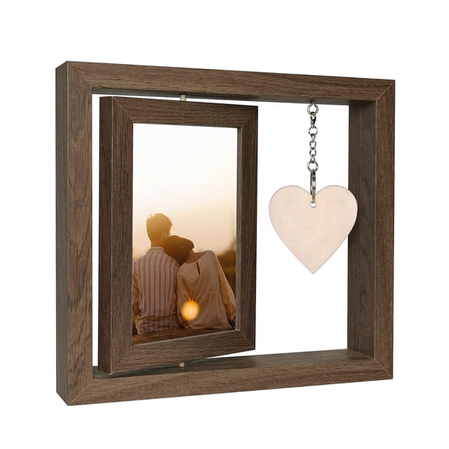 Cadre Photo Familial, Cadres Photo Flottants Pivotants à Affichage Double Face, Cadre Acrylique HD pour Table Verticale Horizontale 6 Pouces