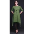 thumbnail image 3 of Bimba Kurti Asymétrique Brun à Blocs Damassés Imprimés pour Femmes, Robe d'Été Indienne Tunique, Très Grand, 3 of 6
