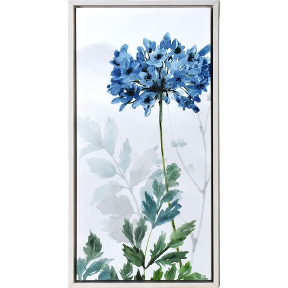 Crystal Art Gallery 14.8x28.5 Framed Canvas Blue Agapanthus 1 – Floral Wall Art Print