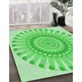 thumbnail image 3 of Ahgly Company Tapis d'Intérieur Lavables à la Machine, Carrés, Transitionnels, Verts, Tapis de Zone, 4 Pieds Carré, 3 of 7