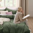 thumbnail image 3 of Bedsure Olive Green Duvet Cover Full Size - Soft Prewashed Full Duvet Cover Set, 3 Pieces, 1 Duvet Cover 80x90 Inches with Zipper Closure and 2 Pillow Shams, Comforter Not Included, 3 of 6