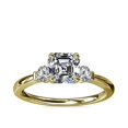 thumbnail image 1 of 0.70 T.C.W Excellent Asscher Cut Natural Diamond Beautiful Three Stone Wedding Ring for Bride Solid 18K Yellow Gold Size 5, 1 of 1