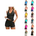 thumbnail image 1 of Maillots de Bain pour Femmes Tankini 2026 Tendance Modeste Haut Croisé à Col en V Profond avec Short de Bain Maillots de Bain Deux Pièces pour Femmes, 1 of 5