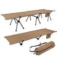 thumbnail image 1 of Graflsoa Lightweight Portable Camping Cot with Side Pockets, Adjustable Height, Aluminum Alloy Frame, Khaki/Black/Green Options, Compact Foldable Design for Outdoor Use, 1 of 6