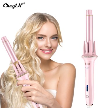 CkeyiN 3-speeds Automatic Hair Curler Iron, Ceramic Curling Iron Hair Styling Tool, 25MM Automatic Curling Iron Anti-tangled Curling Wand for Wet and Dry Hair Use,Dual Voltage - Pink