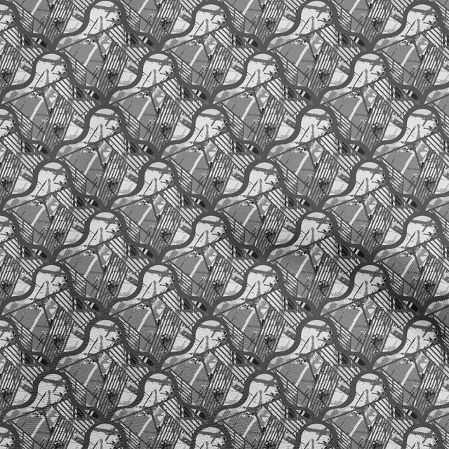 oneOone Polyester Lycra Gray Fabric Abstracts Sewing Material Print Fabric By The Yard 56 Inch Wide