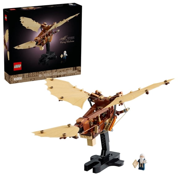 LEGO Icons Leonardo da Vinci's Flying Machine DIY Kit - Ornithopter Building Set for Adults, Ages 18+ - Craft for Home or Office Decor with Display Stand - Gift Idea - 10363