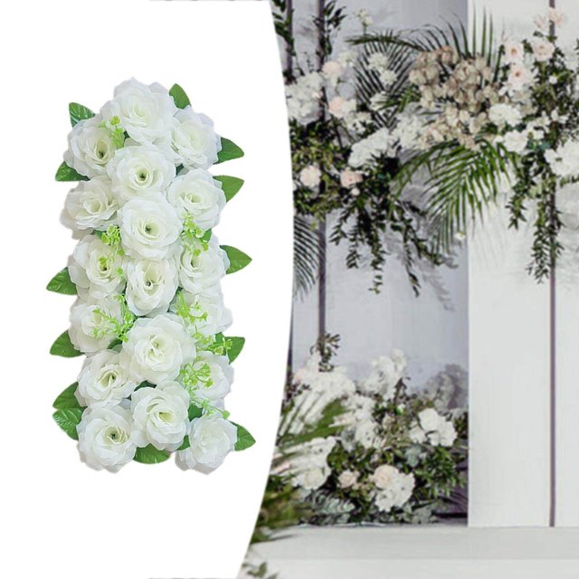 pitrice Arch Rose Flower Panel Table Runner Bouquet for Wedding White
