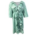 thumbnail image 1 of Women Summer Flower Print Loose Fit V Neck Button High Split Long Dress, 1 of 4