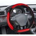 thumbnail image 2 of Auto Drive D-Bottom Sport Steering Wheel Cover Red Leather, 2 of 5