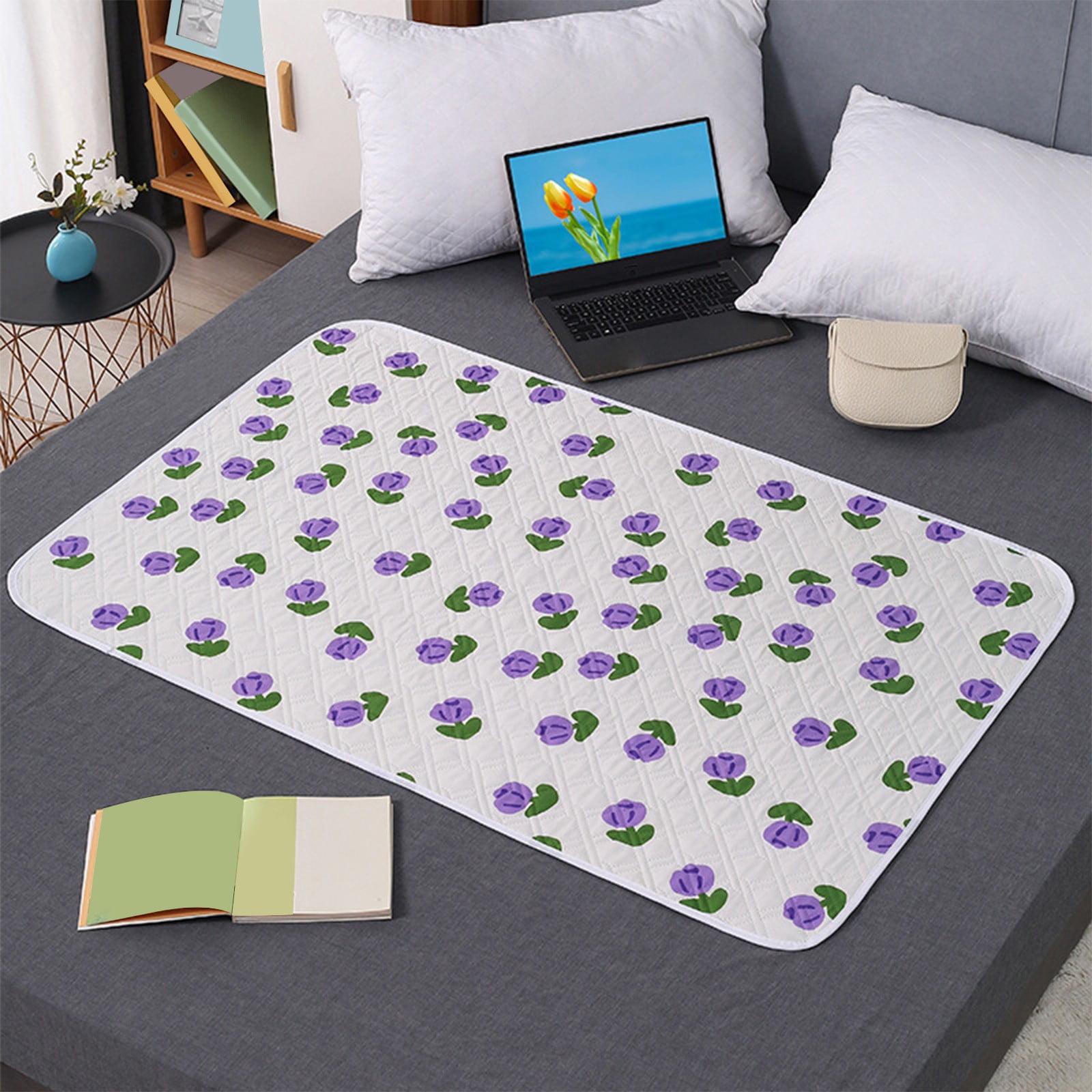 JWshufel Leak Proof Washable Menstrual Mattress Protector Waterproof Non Slip Small Bed Pad for Female Student Dormitory Menstrual Period Protection 27.55x35.43 Inch