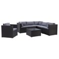 thumbnail image 4 of CorLiving Parksville 7-Piece Black Resin Wicker Rattan and Steel Patio Sectional Set with Extra Armchair, Cushions, & Square Coffee Table, 4 of 9