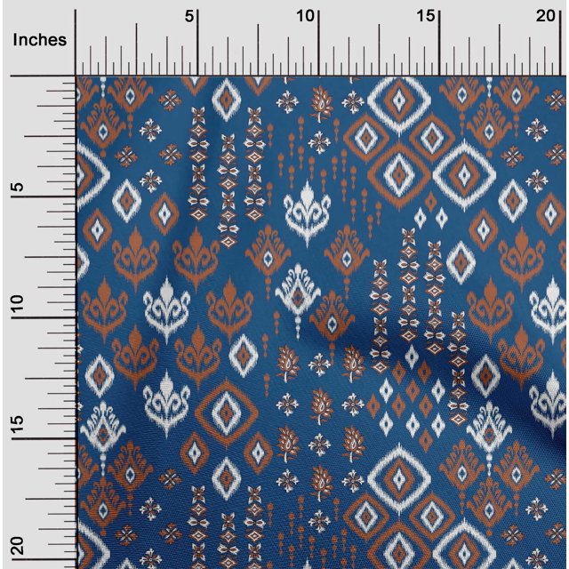 oneOone Polyester Lycra Fabric Block & Geometric Ikat Printed Craft Fabric BTY 56 Inch Wide