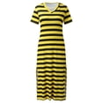 thumbnail image 3 of Tumotour Robe d'Été pour Femmes Robe Imprimée à Fleurs Robe à Manches Courtes Robe de Plage Décontractée Col Rond Longue Robe T-Shirt Voyage Vacances avec Poches, 3 of 4