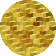 thumbnail image 1 of Ahgly Company Tapis de Zone Rond d'Intérieur Lavable à la Machine, Transitionnel, Jaune Or Vif, 6 Pieds Rond, 1 of 7