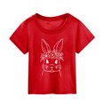 thumbnail image 1 of MIASHUI T-Shirt à Manches Courtes pour Tout-Petits, Imprimé Lapin de Pâques, Rouge, 7-8 Ans, 1 of 3