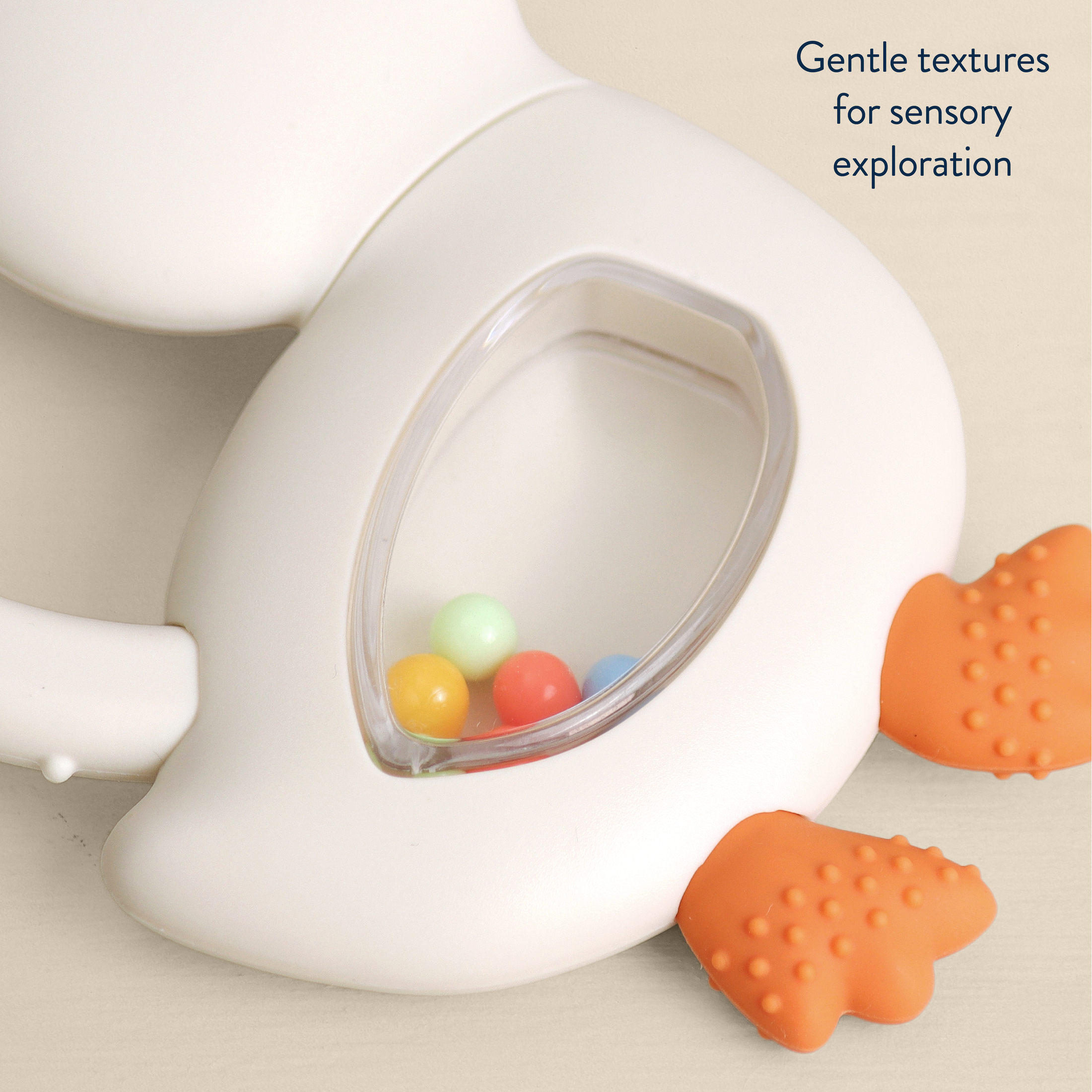 Itzy Ritzy Bitzy Shake™ Goose Silicone Teether and Rattle for Infants, 3+ Months