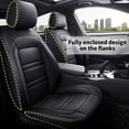 thumbnail image 4 of Maidao Car Seat Covers Leather Full Set for Jeep for Commander 2005-2010 5 Seats Compatible Airbag Water Resistant Front Rear Cushion Protector with Pillow and Headrest Black, 4 of 5