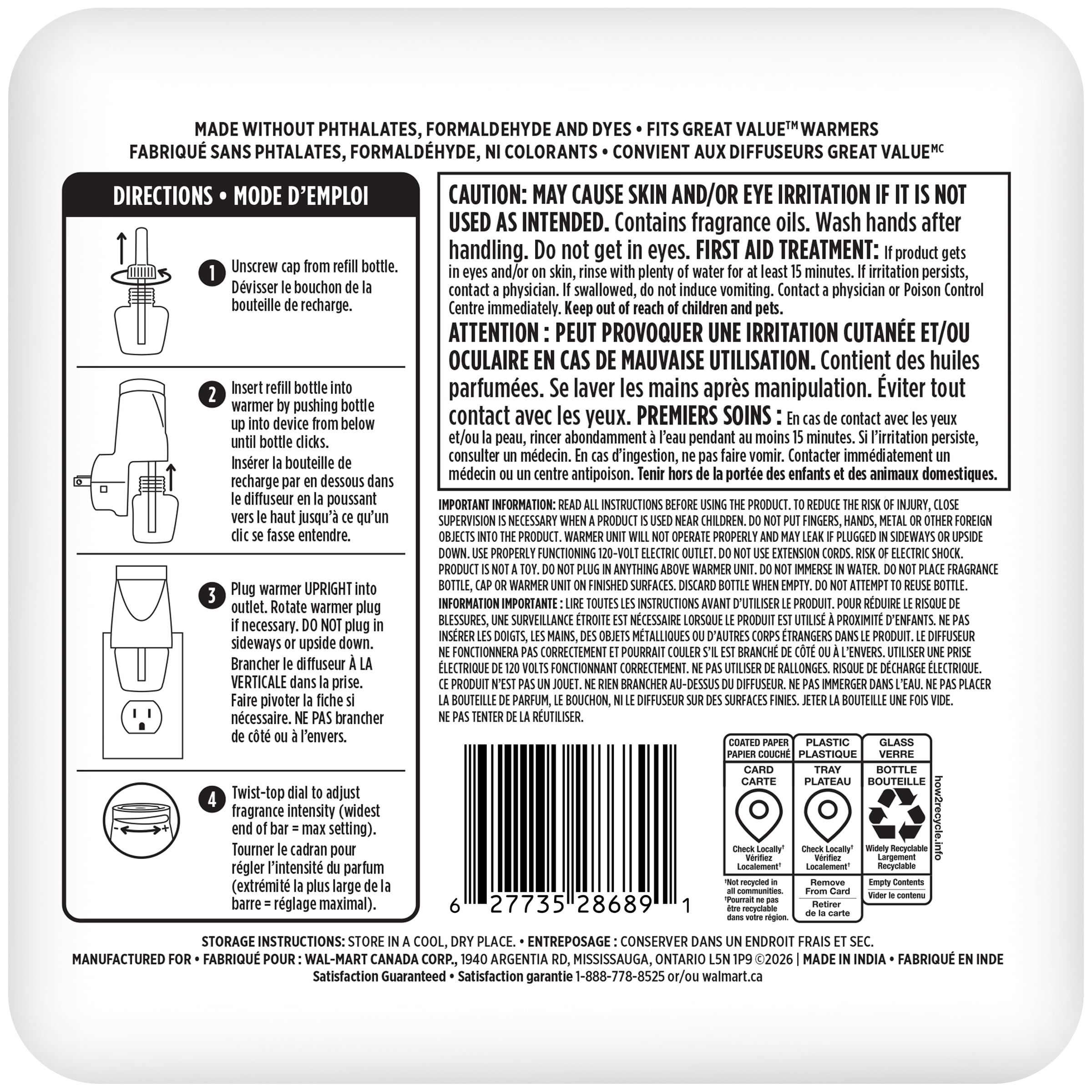 Great Value Hawaiian Scented Oil Refill, 5 Pack , 5 Refills (3.35 FL OZ (99 mL))