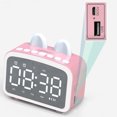 thumbnail image 4 of Pink Wireless Bluetooth Speaker Alarm Clock Audio Card Playback Radio Led Display Hands Free Calling Mini Clock For Home Office Plastic 138 Char Pink, 4 of 6