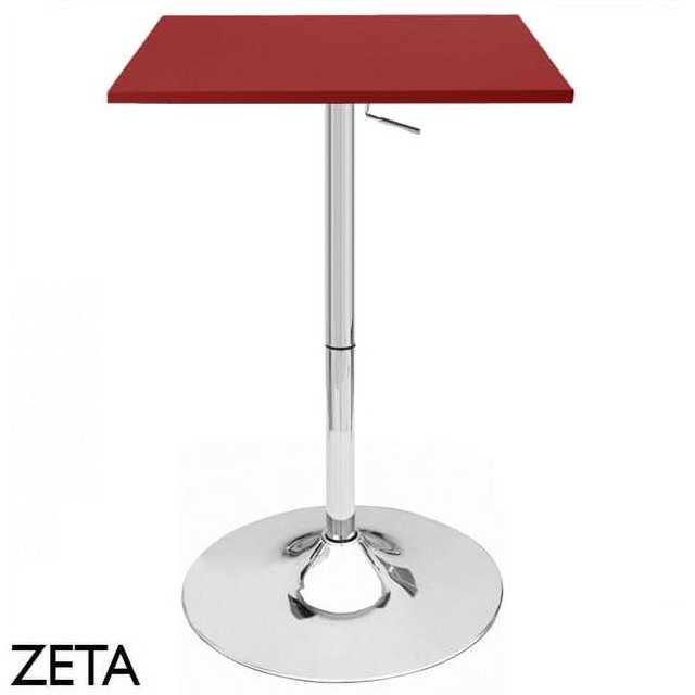 Zeta Table de Bar Contemporain Réglable - Rouge Cabernet