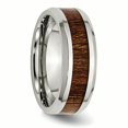 thumbnail image 4 of Stainless Steel Polished Brown Wood Inlay Enameled 8.00mm Ring 11.5 Size, 4 of 6