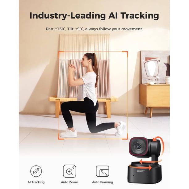 OBSBOT Tiny 2 Lite 4K Webcam for PC, AI Tracking PTZ Streaming