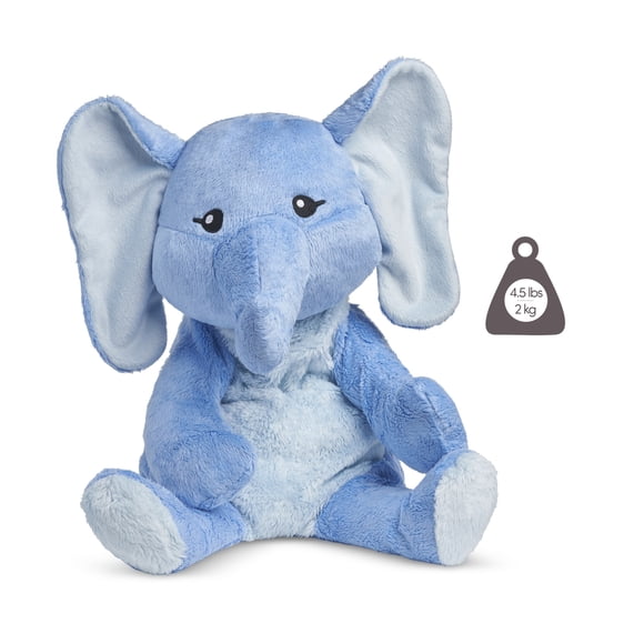 Hugimals - Emory l'Éléphant 4,5 lb Peluche Lourde Mignonne Pondérée de Confort Grande Non Parfumée Animal en Peluche d'Autosoins pour Tous Âges - Enfants, Ados et Adultes
