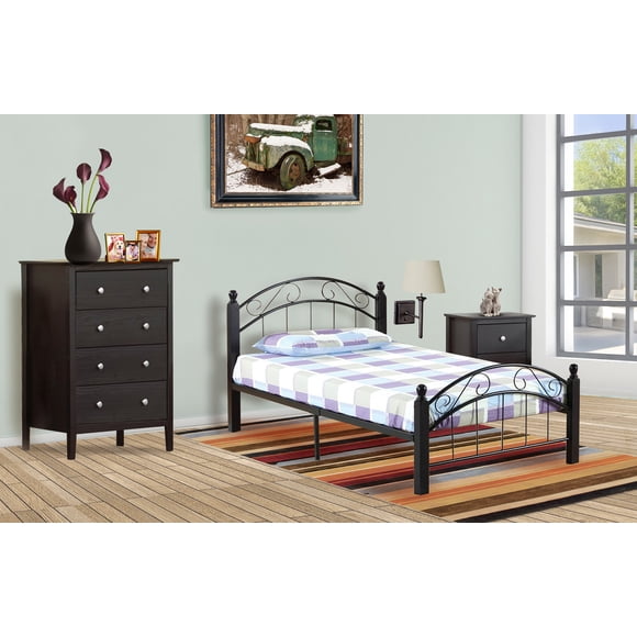 Truman Black Finish Metal Frame Platform Bed